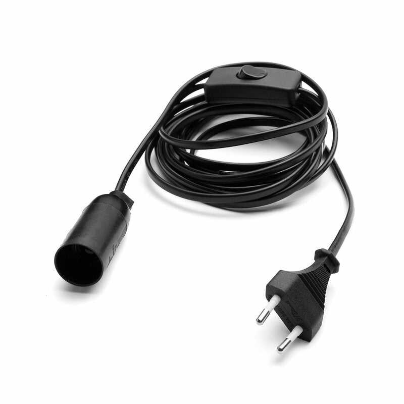 Lampfitting E14 met schakelaar - 3.5 meter snoer met stekker - Hanglamp zwart Hanglampen LED.nl