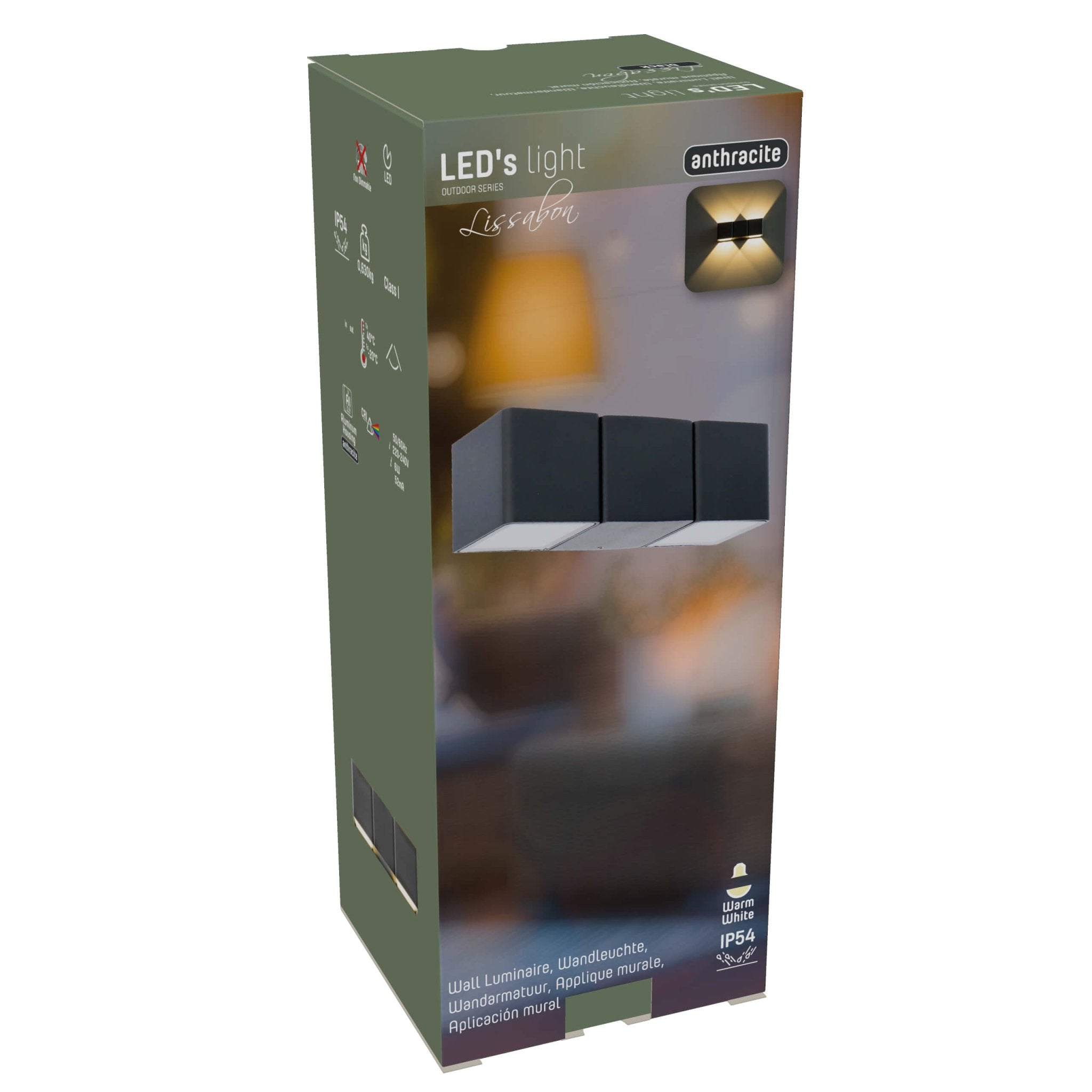 LED's Light 4-lichts Wandlamp Buiten - Model Aversa - Warm wit - IP54 waterdicht - Antraciet Wandlampen LED.nl