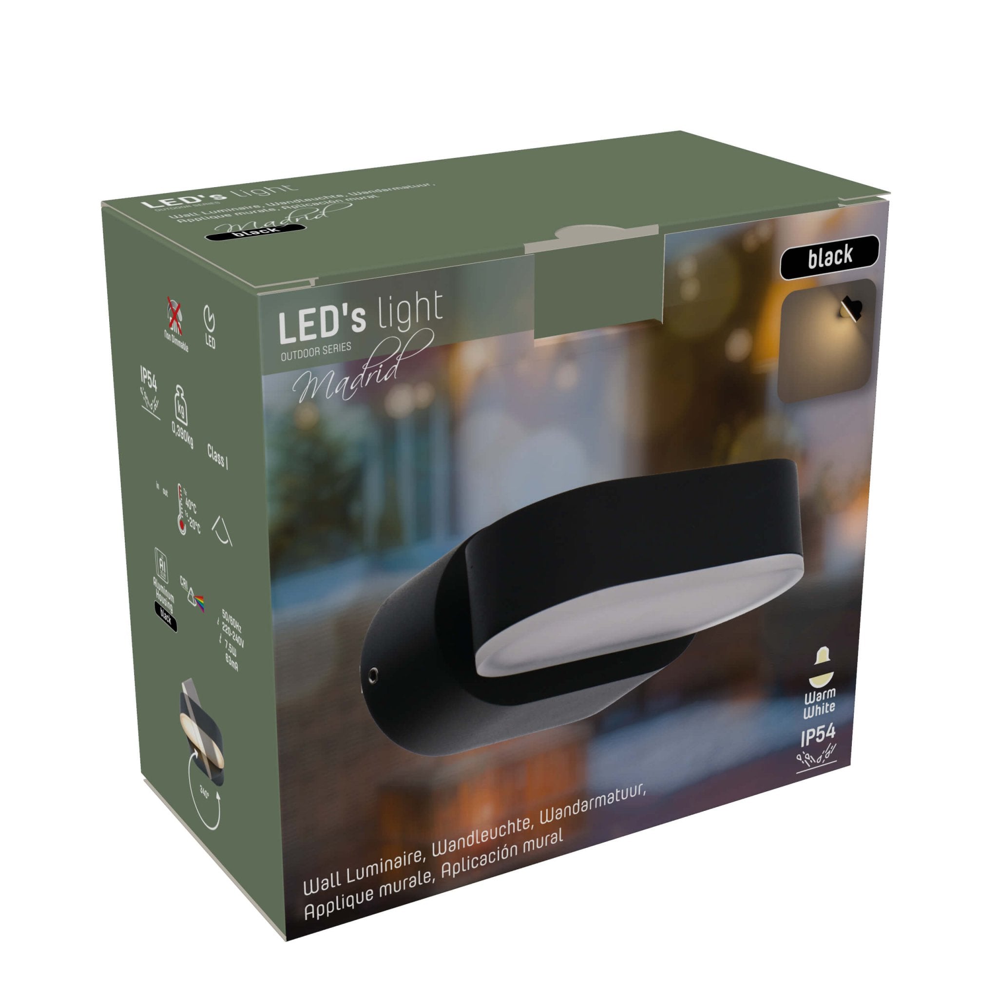 LED's Light LED Buitenlamp - Model Rieti - Warm wit - IP44 waterbestendig - Zwart Wandlampen LED.nl