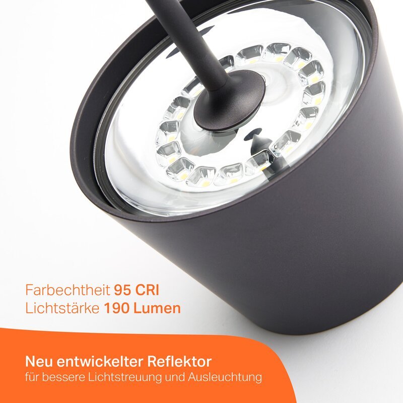 Premium LED Tafellamp met oplaadstation - Oplaadbaar & Draadloos - Voor binnen en buiten - Grijs Tafellampenen LED.nl