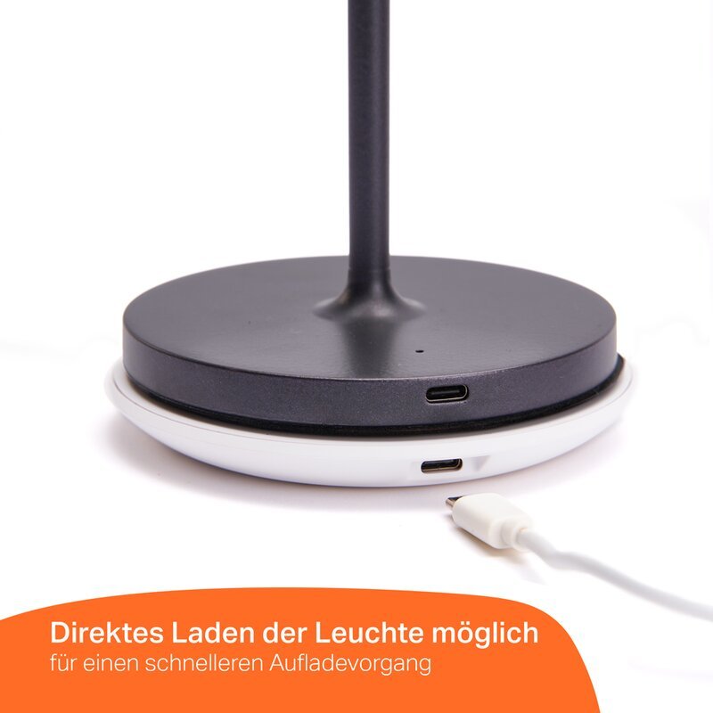 Premium LED Tafellamp met oplaadstation - Oplaadbaar & Draadloos - Voor binnen en buiten - Grijs Tafellampenen LED.nl