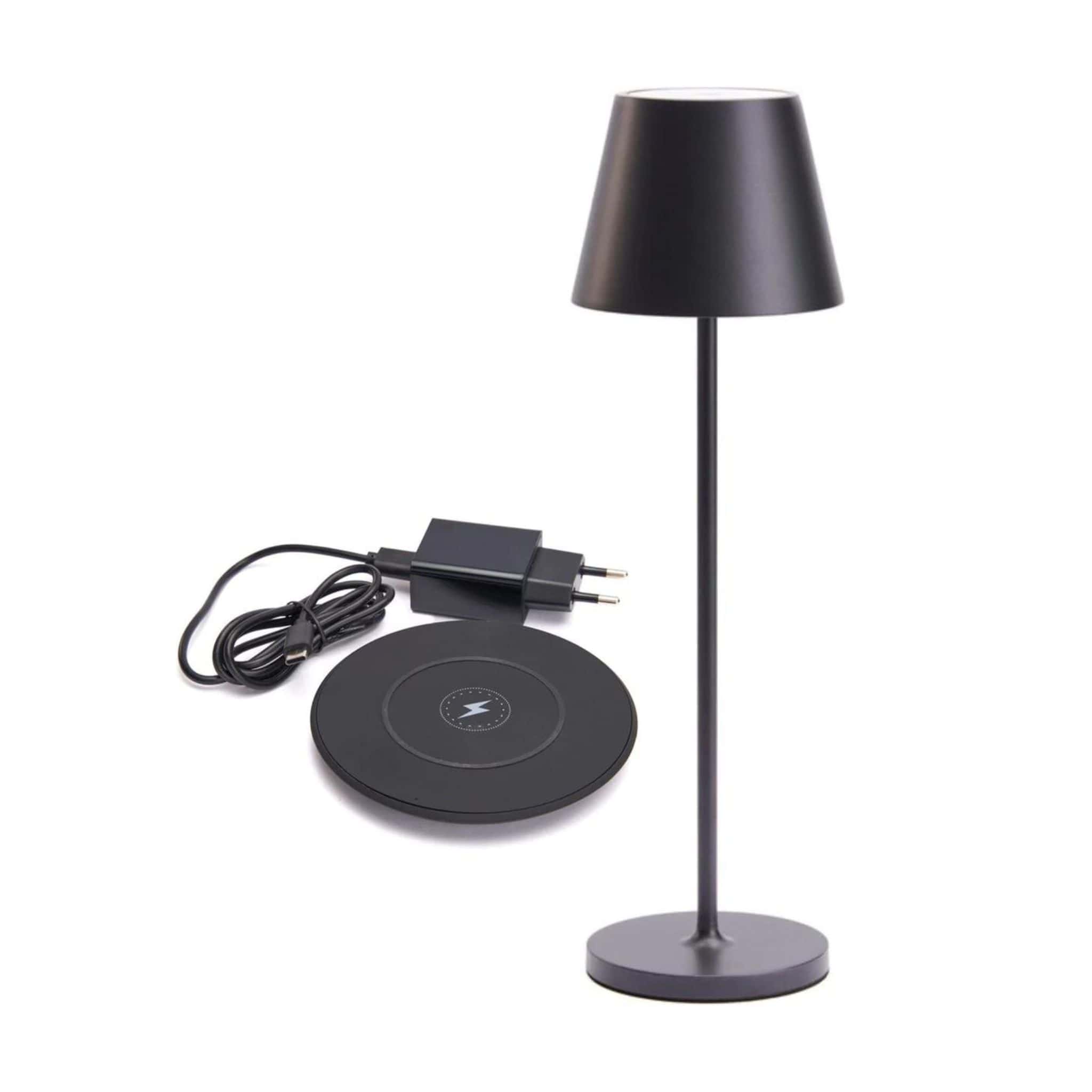 Premium LED Tafellamp met oplaadstation - Oplaadbaar & Draadloos - Voor binnen en buiten - Grijs Tafellampenen LED.nl