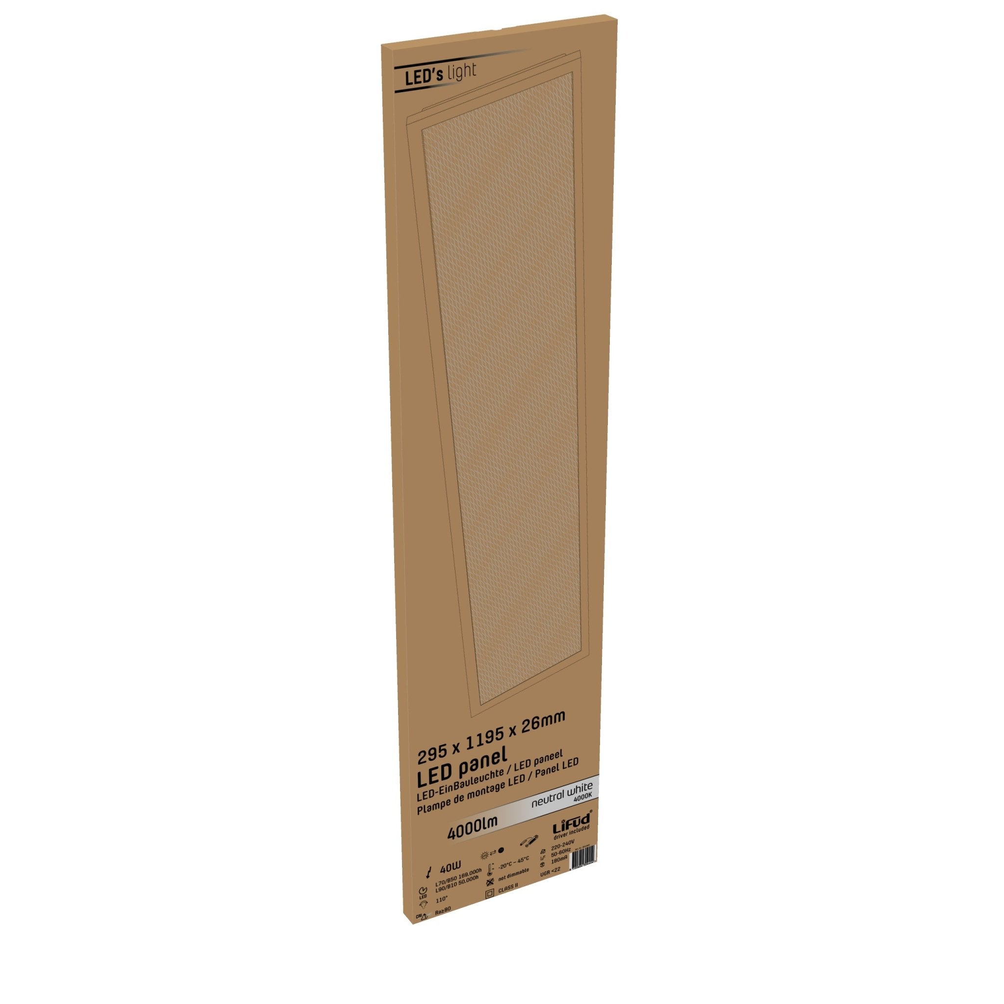 LED's Light LED Paneel 30 x 120 cm - Rechthoekig - Koel wit (4000K) - 4000 Lumen - 40W Panelen LED.nl