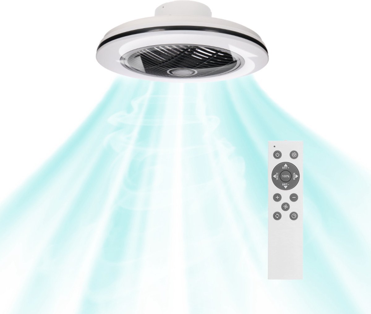 Proventa 3D Air Plafondventilator met verlichting 50 cm - Verspreidt lucht over hele kamer - Met afstandsbediening Plafondventilatoren LED.nl
