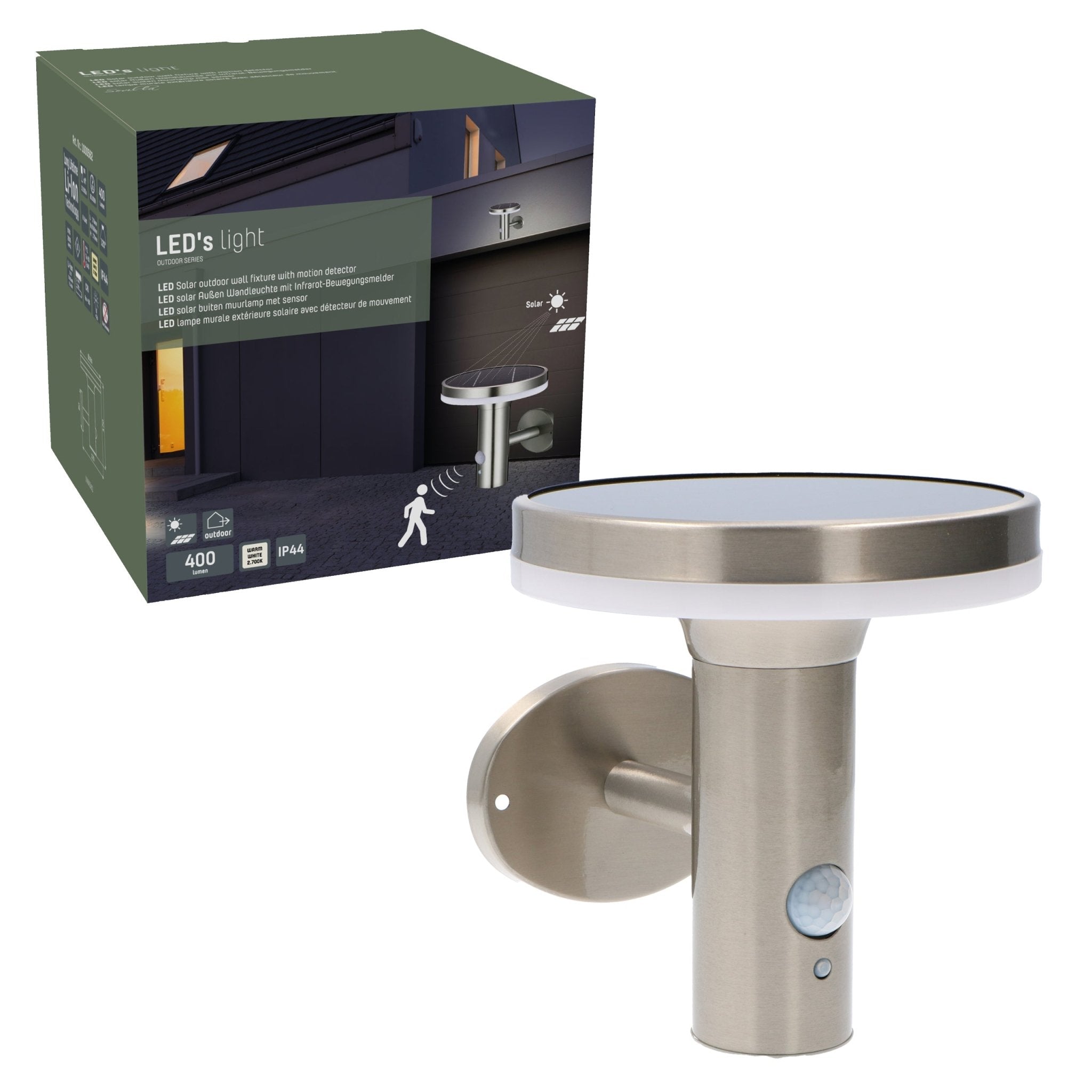 RVS Solar LED Buitenlamp met bewegingssensor - Draadloos - 3 standen - Zilver Buitenlampen LED.nl