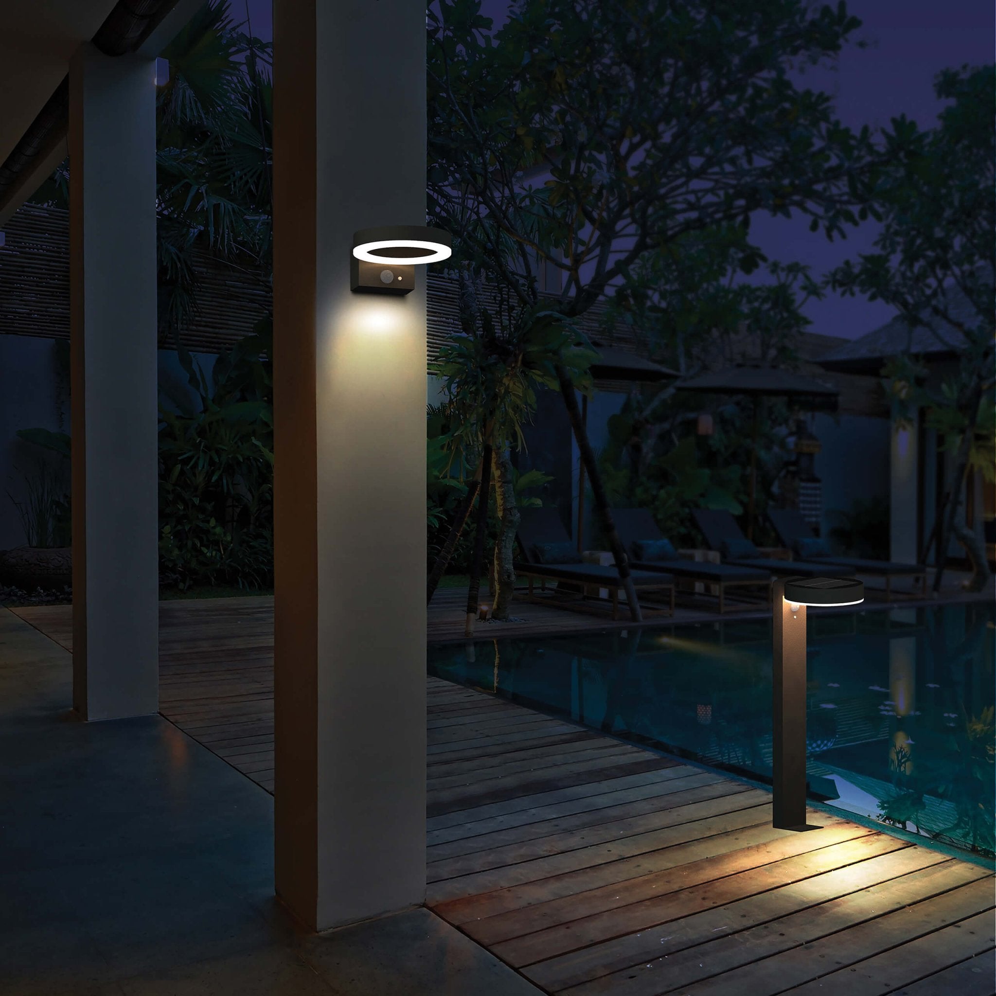 LED's Light RVS Solar LED Tuin Lantaarnpaal met Bewegingssensor - Draadloos - 3 standen - Zwart Lantaarns LED.nl