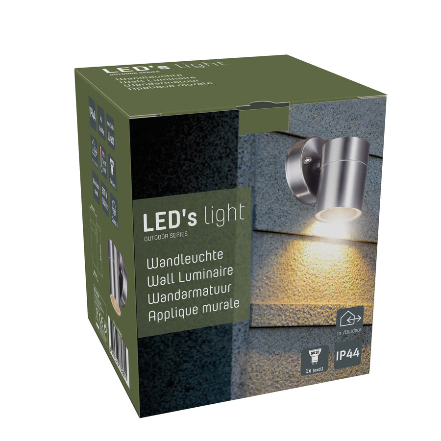 3 pack RVS LED Muurlamp Buiten - Spot met GU10 fitting - Model Monza - IP44 - Zilver Spotjes LED.nl