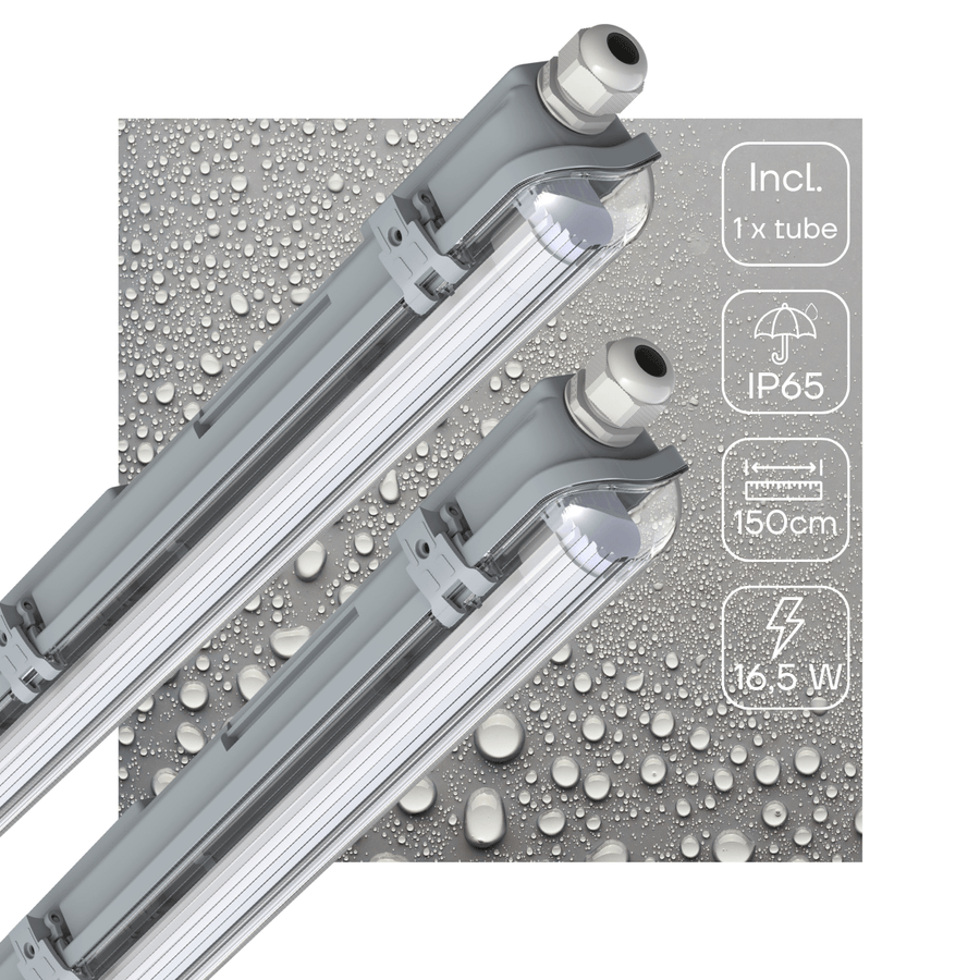 2 PACK -LED's Light Complete LED TL lamp met LED buis 150 cm - Binnen en buiten - 3060lm - 16.5W - 4000K - 185lm/w - Energielabel B LED.nl