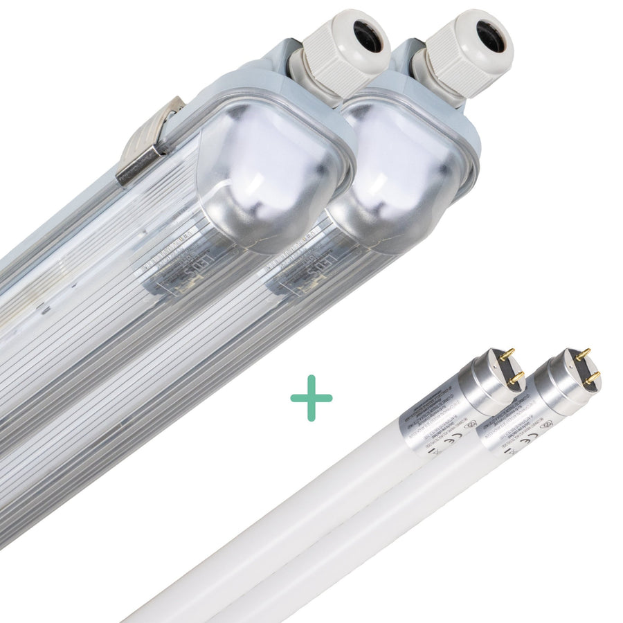 2er-Pack – LED-Leuchtstofflampe mit 60 cm LED-Röhre – Für Innen- und Außenbereich – 1100 lm – 1 x 6 W – 185 lm/W – Energieeffizienzklasse B - LED.de