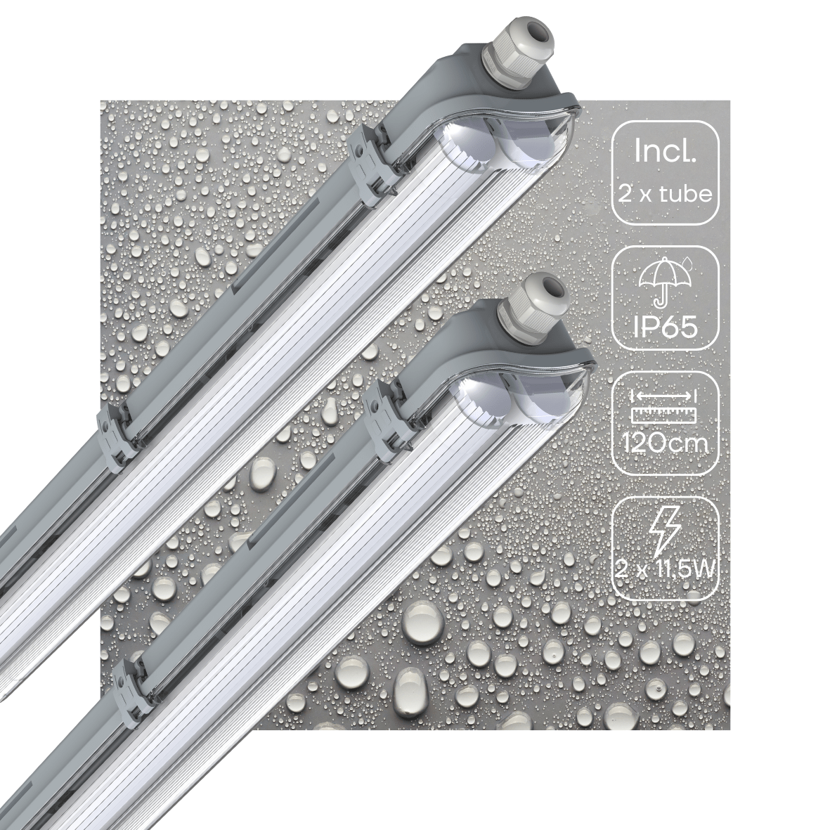 2 PACK - LED's Light Dubbele LED TL lamp 120 cm - compleet met LED buizen - Binnen en buiten - 4260 lm - 4000K - 2x11.5W - LED.nl