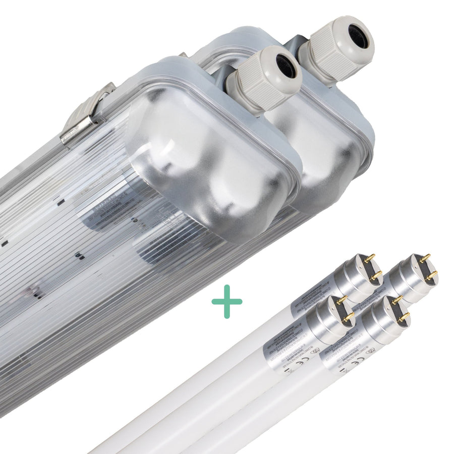 2er-Pack – Doppelte LED-Leuchtstofflampe 60 cm – inklusive LED-Röhren – für Innen und Außen – 2200 lm – 2 x 6 W – 4000 K – 185 lm/W – Energieeffizienzklasse B - LED.de