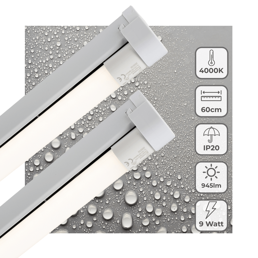 2 PACK - LED's Light LED licht balk 60 cm voor binnen - Armatuur inclusief LED TL buis - 1000 lm TL verlichting LED.nl