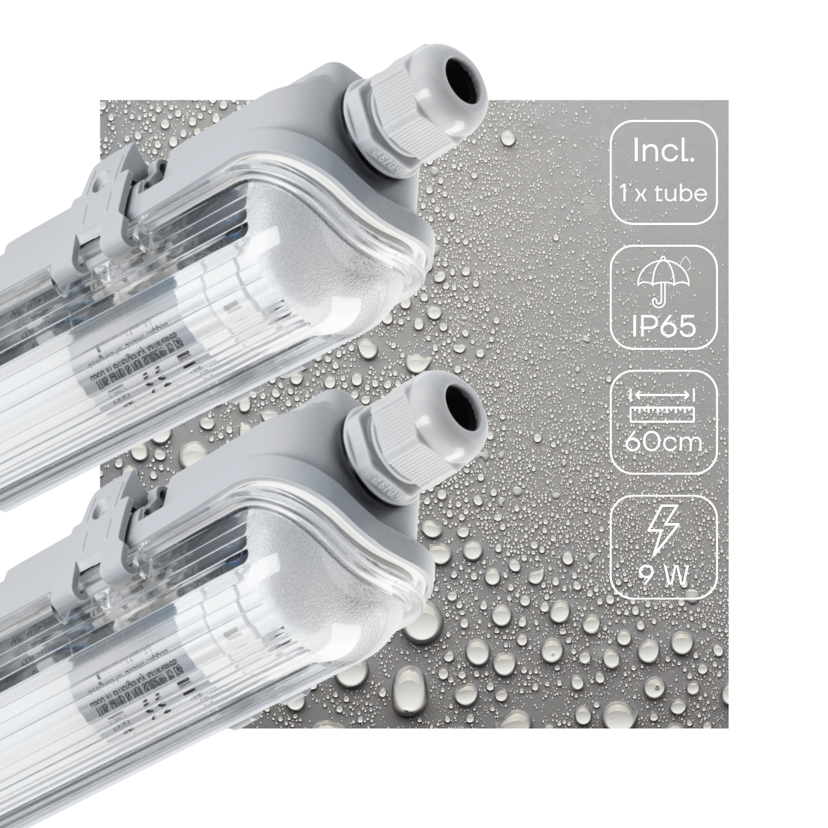2 PACK - LED's Light LED TL armatuur 60 cm compleet met LED TL buis - 900 lm - 9W - 4000K - LED.nl