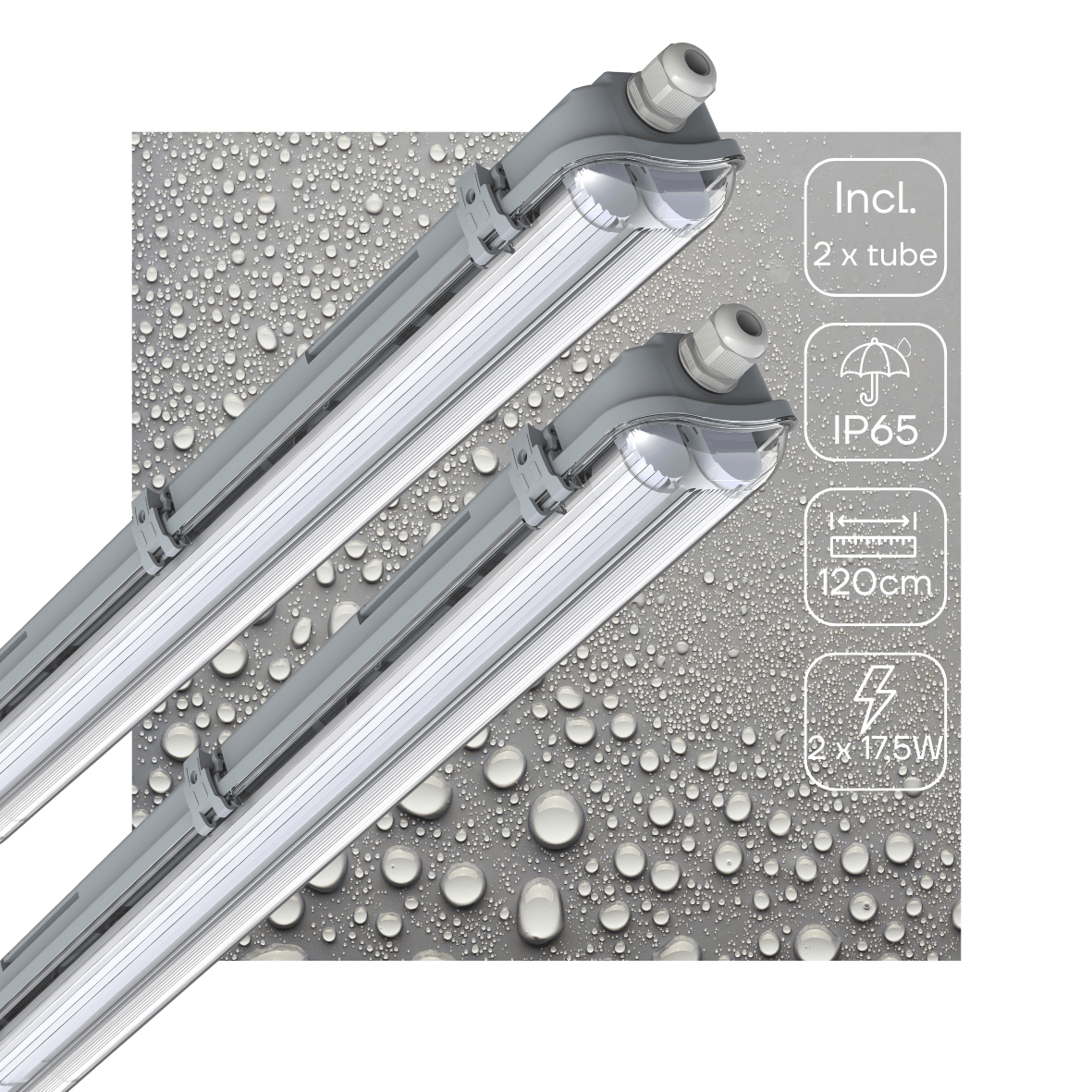 2 PACK - LED's Light LED TL dubbel armatuur 120 cm - Compleet met 2 LED TL buizen 120 cm - 3600 lm - LED.nl