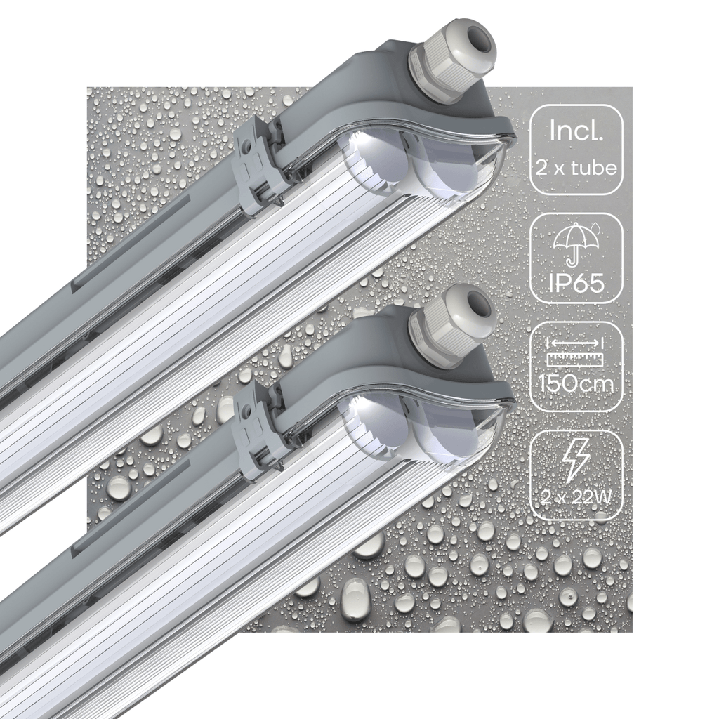 2 PACK - LED's Light LED TL dubbel armatuur 150 cm - Compleet met 2 LE