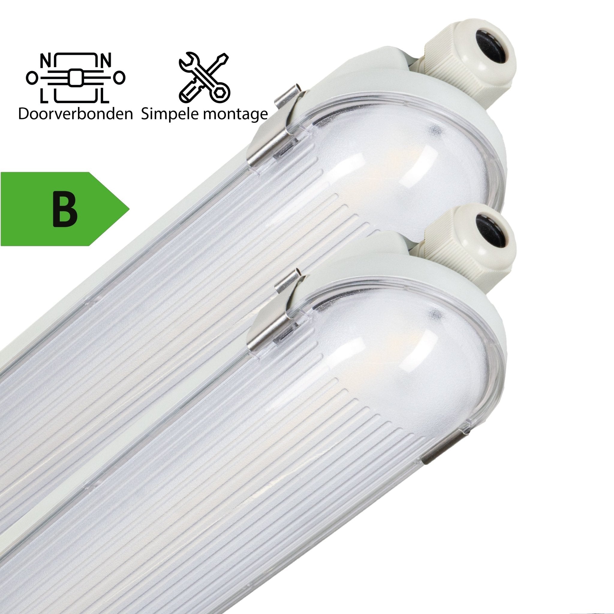 2 PACK - LED's Light Pro Philips TL Armatuur Strip 60 cm - Koppelbaar - Energielabel B - IP65 waterdicht - 2650 lm - 175lm/w TL verlichting LED.nl