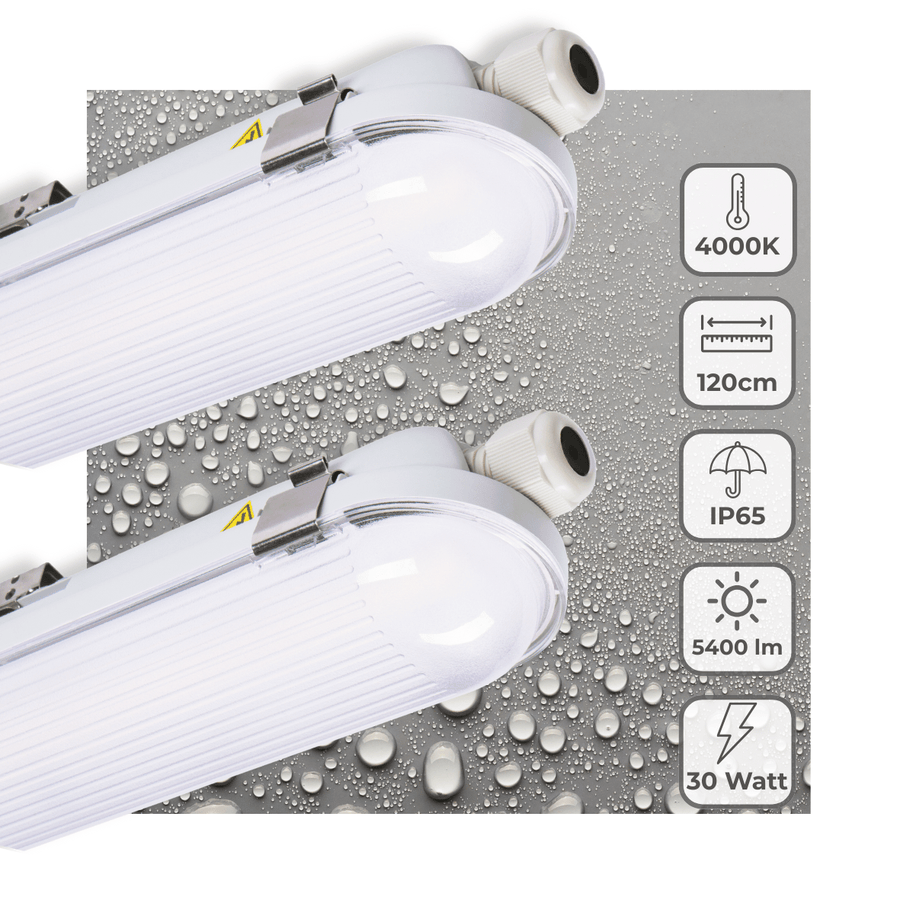 2 PACK - LED's Light Pro Philips TL armatuur met strip 120 cm - Koppelbaar - Power switch - Energielabel B - 5400 lm - 185lm/w - 30W - 4000K TL verlichting LED.nl