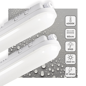 2er-PACK – LED's Light Pro LED TL Leuchte 60 cm – Für den Innen- und Außenbereich geeignet – 2500 Lumen – IP65 wasserdicht - LED.de