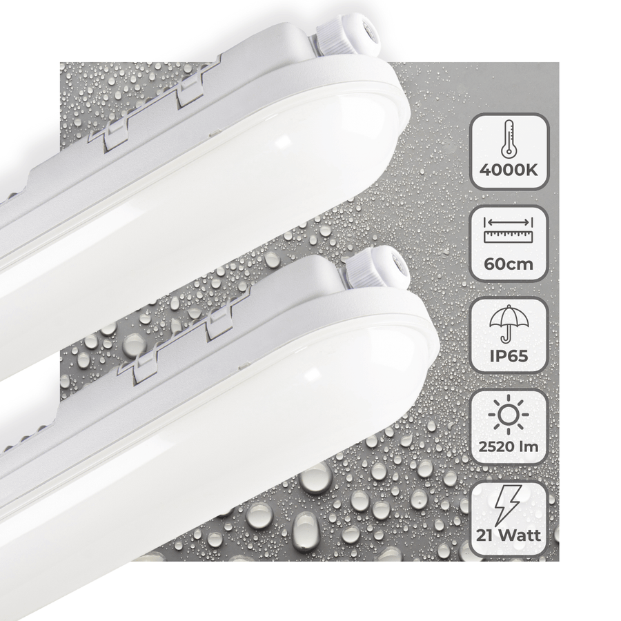 2er-PACK – LED's Light Pro LED TL Leuchte 60 cm – Für den Innen- und Außenbereich geeignet – 2500 Lumen – IP65 wasserdicht - LED.de