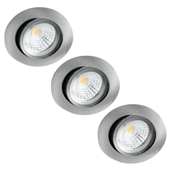 3er-PACK – LED's Light Pro LED Einbaustrahler Nickel – DimToWarm – Ø 68 mm – Schwenkbar – Warmweißes Licht – CRI95 - LED.de