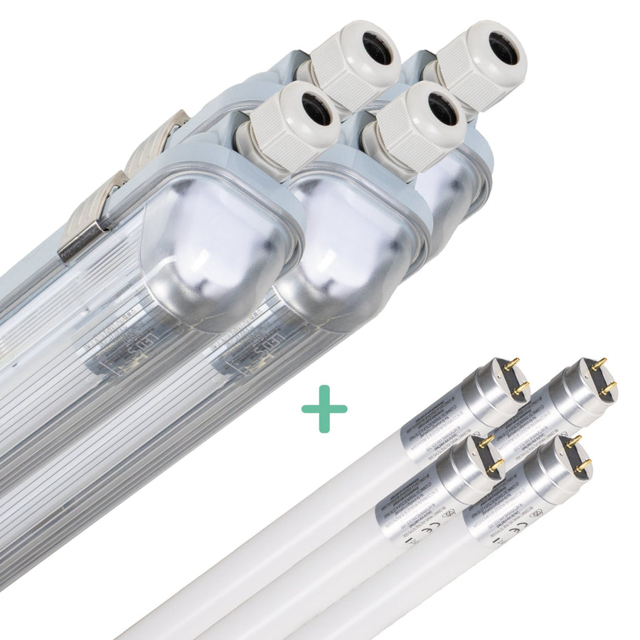 4er-Pack – LED-Leuchtstoffröhre mit 60 cm LED-Röhre – Für Innen- und Außenbereich – 1100 lm – 1 x 6 W – 185 lm/W – Energieeffizienzklasse B - LED.de