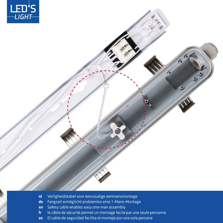 LED-Leuchtstofflampe mit 60 cm LED-Röhre – für Innen und Außen – 1100 lm – 1 x 6 W – 185 lm/W – Energieeffizienzklasse B - LED.de