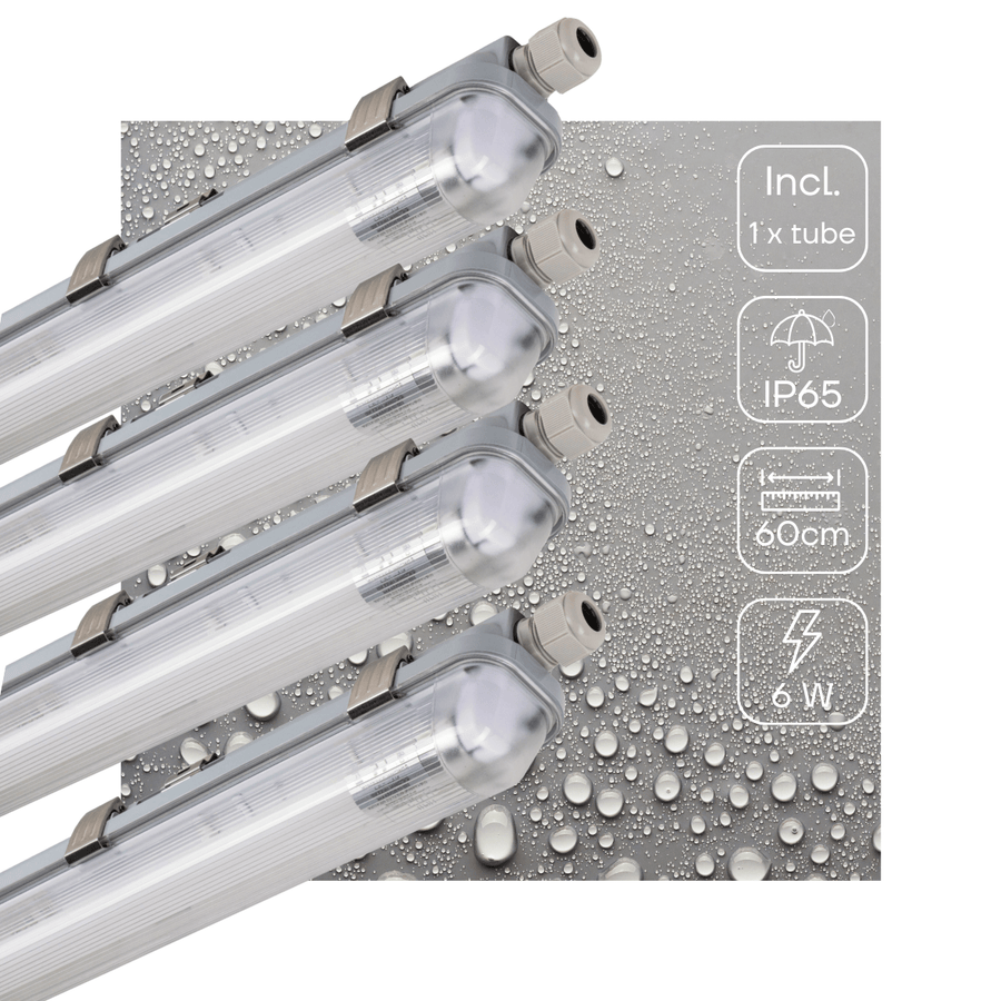 4er-Pack – LED-Leuchtstoffröhre mit 60 cm LED-Röhre – Für Innen- und Außenbereich – 1100 lm – 1 x 6 W – 185 lm/W – Energieeffizienzklasse B - LED.de