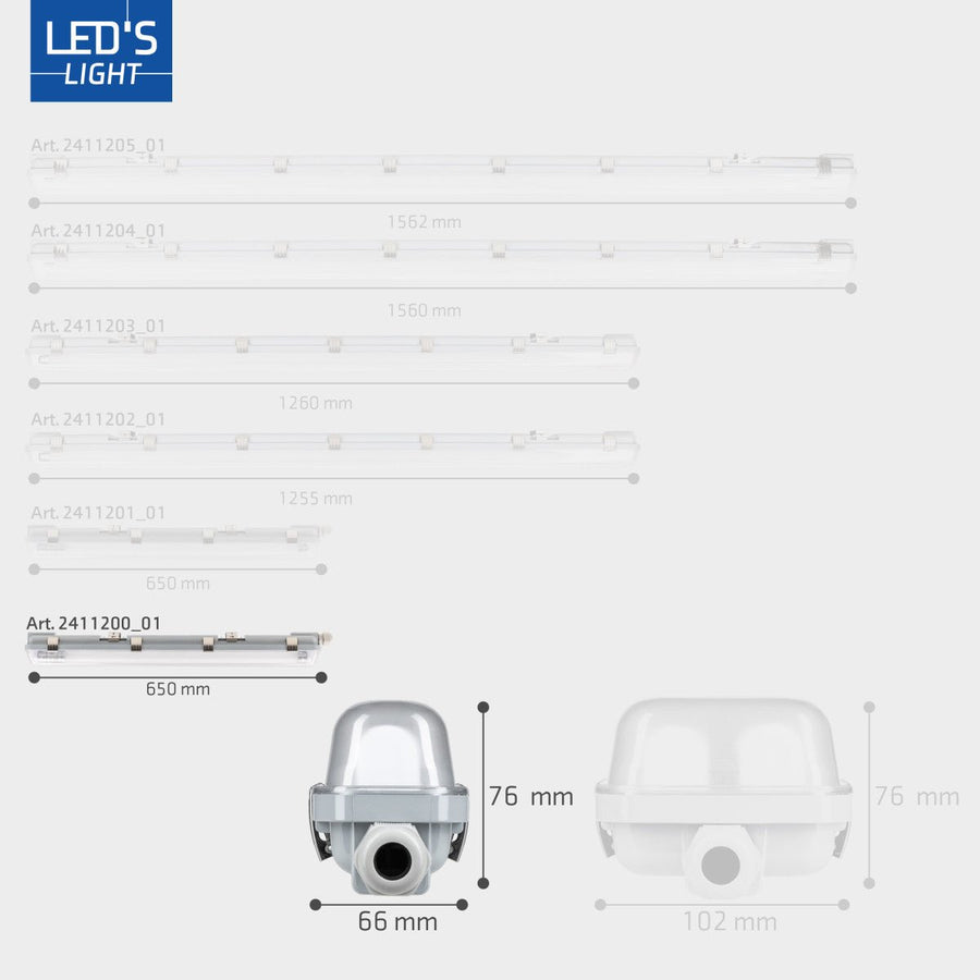 LED-Leuchtstofflampe mit 60 cm LED-Röhre – für Innen und Außen – 1100 lm – 1 x 6 W – 185 lm/W – Energieeffizienzklasse B - LED.de