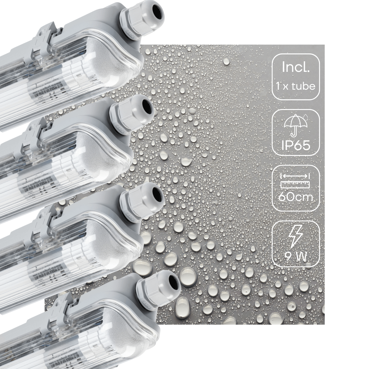 4 PACK - LED's Light LED TL armatuur 60 cm compleet met LED TL buis - 900 lm - 9W - 4000K - LED.nl