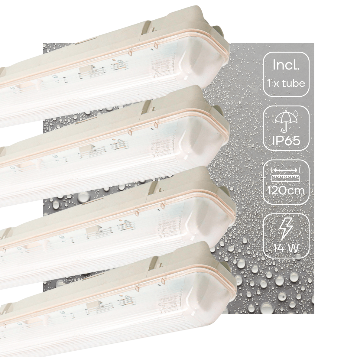4 PACK - LED's Light LED TL armatuur met sensor 120 cm - Bewegingssensor en nachtsensor - Waterdicht - 2100 lm - LED.nl