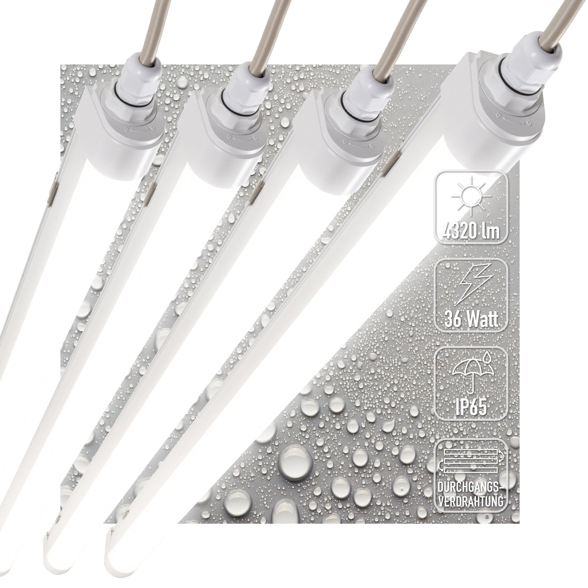4 PACK - LED's Light LED TL lamp compleet 120 cm - Koppelbaar tot 10 lampen - Waterdicht - IP65 - LED.nl