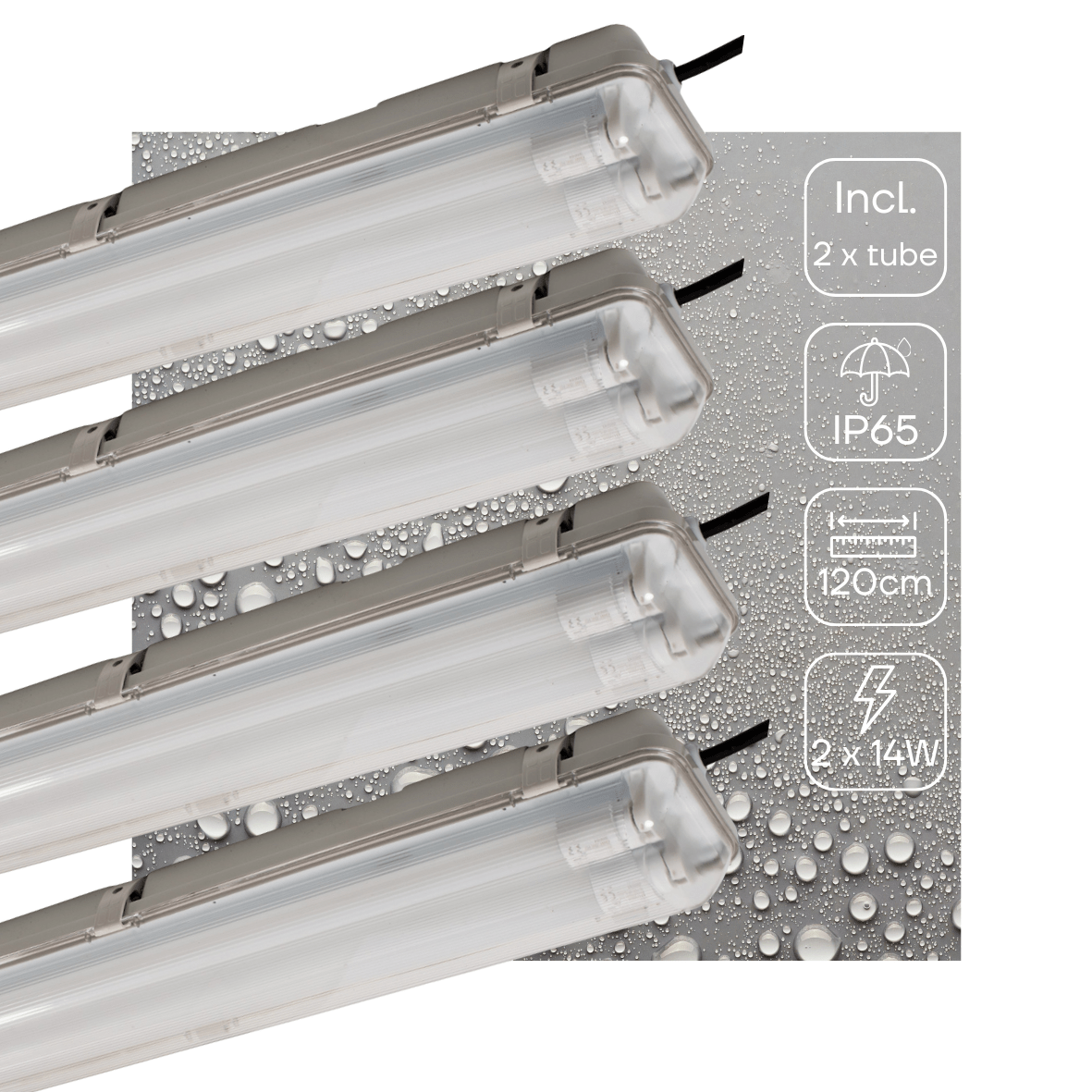 4 PACK - LED's Light LED TL licht balk met sensor 120 cm - Bewegingssensor en nachtsensor - Waterdicht - 4200 lm - LED.nl