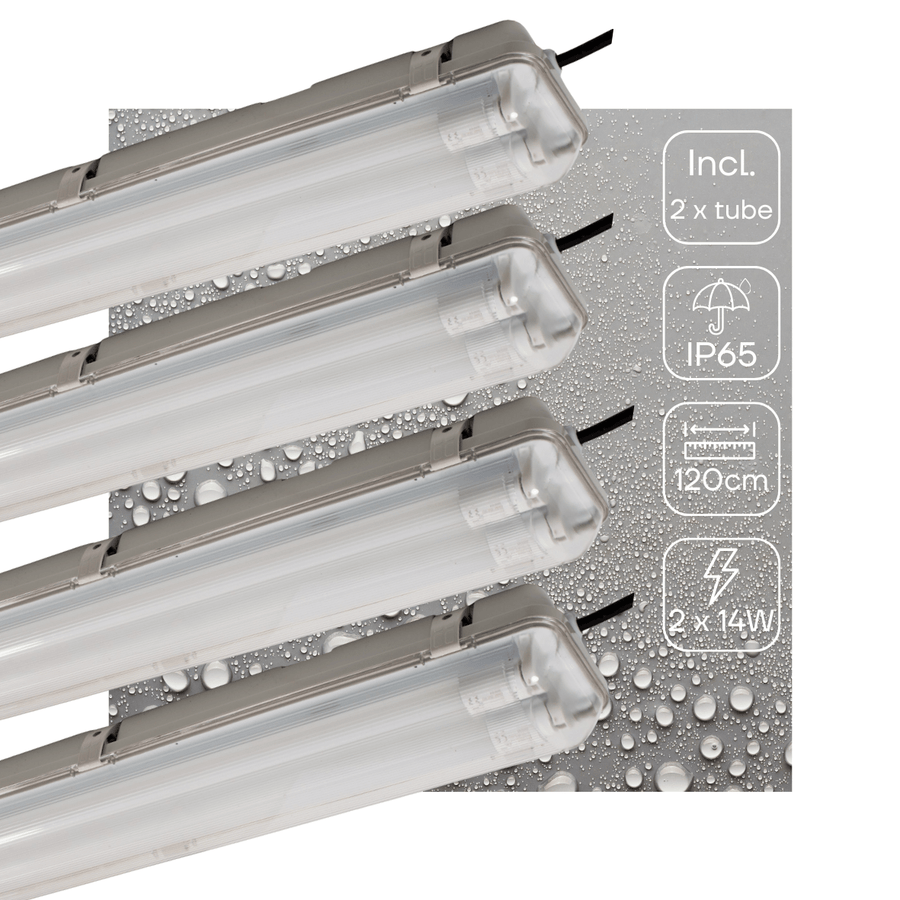 4er-Pack – LED-Leuchtstoffröhre mit Sensor – inkl. Doppelröhre (2 x 14 W), 120 cm, 4000 K, Bewegungs- und Nachtsensor – wasserdicht – 150 lm/W - LED.de
