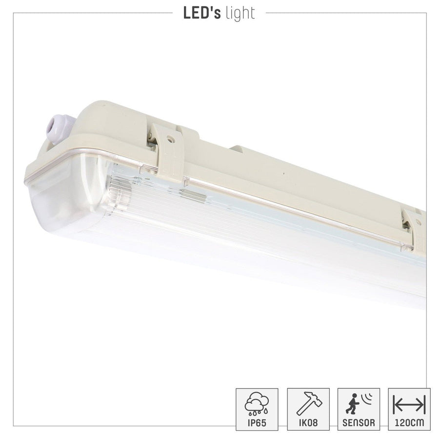 4er-Pack – LED-Leuchtstoffröhre mit Sensor – inkl. Doppelröhre (2 x 14 W), 120 cm, 4000 K, Bewegungs- und Nachtsensor – wasserdicht – 150 lm/W - LED.de