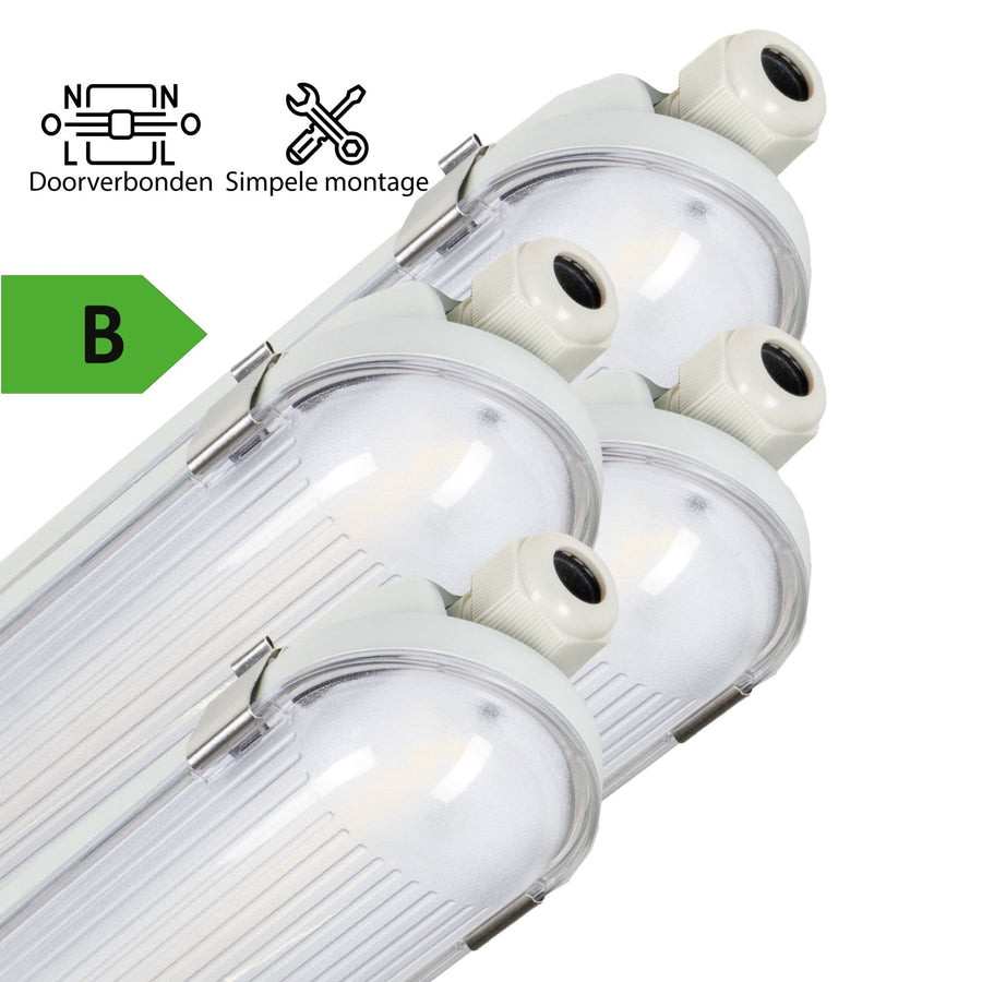 4 PACK -LED's Light Pro Philips TL armatuur met strip 120 cm - Koppelbaar - Power switch - Energielabel B - 5400 lm - 185lm/w - 30W - 4000K TL verlichting LED.nl