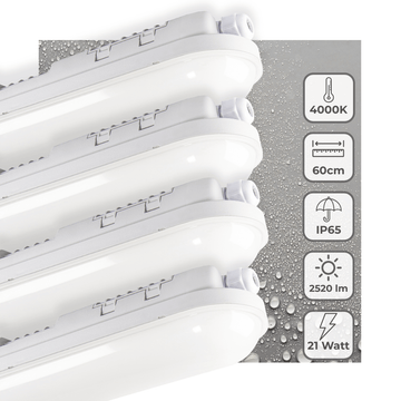 4er-PACK – LED's Light Pro LED TL Leuchte 60 cm – Für den Innen- und Außenbereich geeignet – 2500 Lumen – IP65 wasserdicht - LED.de
