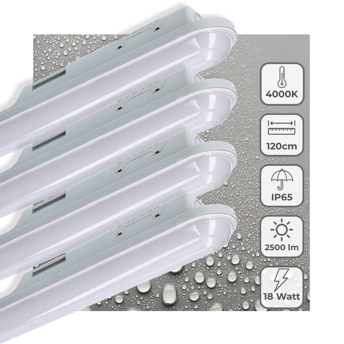 4 PACK - LED's Light Universele LED TL verlichting compleet 120 cm - voor binnen en buiten - 2500 lm - LED.nl