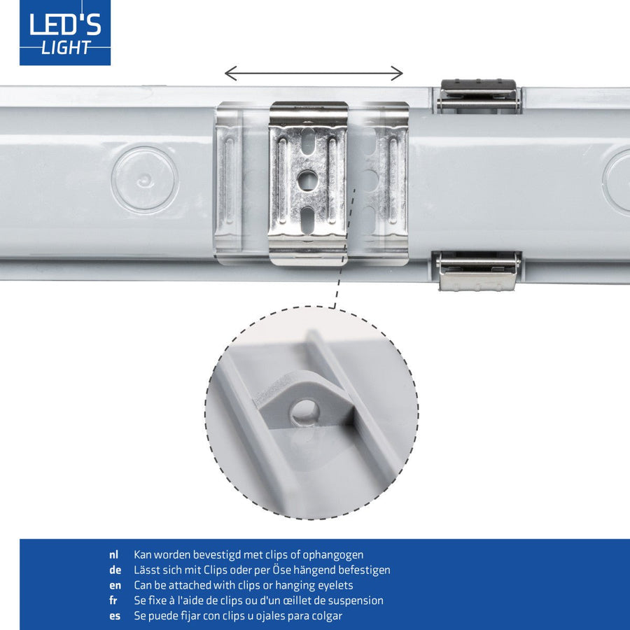 LED's Light Dubbele LED TL lamp 150 cm - compleet met LED buizen - Binnen en buiten - 6120 lm - 2x16.5W - 4000K - 185lm/w - Energielabel B TL verlichting LED.nl