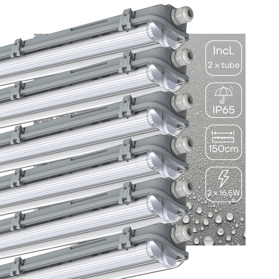 6 PACK - LED's Light Dubbele LED TL lamp 150 cm - compleet met LED buizen - Binnen en buiten - 6120 lm - 2x16.5W - 4000K - 185lm/w - Energielabel B LED.nl