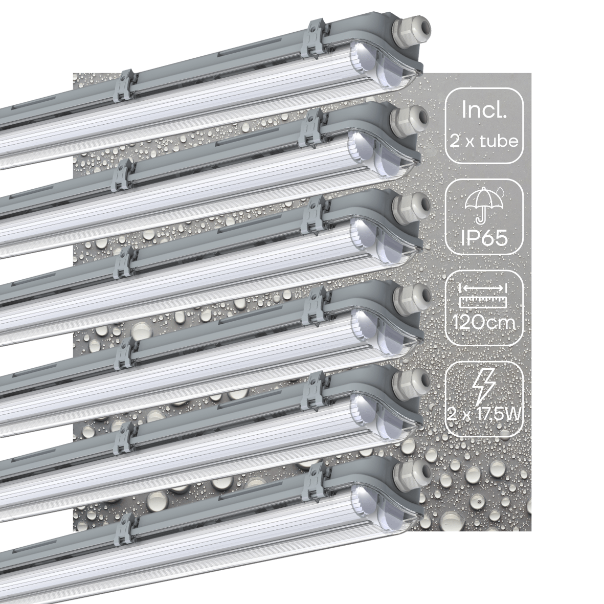 6 PACK - LED's Light LED TL dubbel armatuur 120 cm - Compleet met 2 LED TL buizen 120 cm - 3600 lm - LED.nl