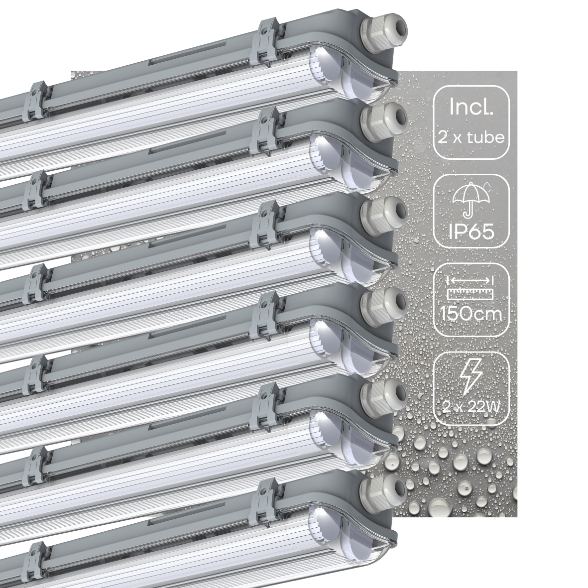 6 PACK - LED's Light LED TL dubbel armatuur 150 cm - Compleet met 2 LED TL buizen 150 cm - 4600 lm - LED.nl