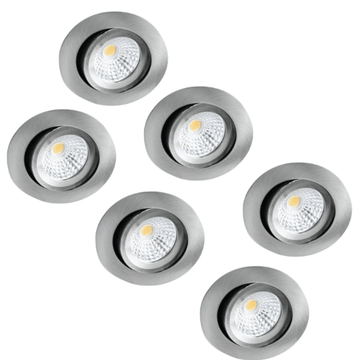 6er-PACK – LED's Light Pro LED Einbaustrahler Nickel – DimToWarm – Ø 68 mm – Schwenkbar – Warmweißes Licht – CRI95 - LED.de