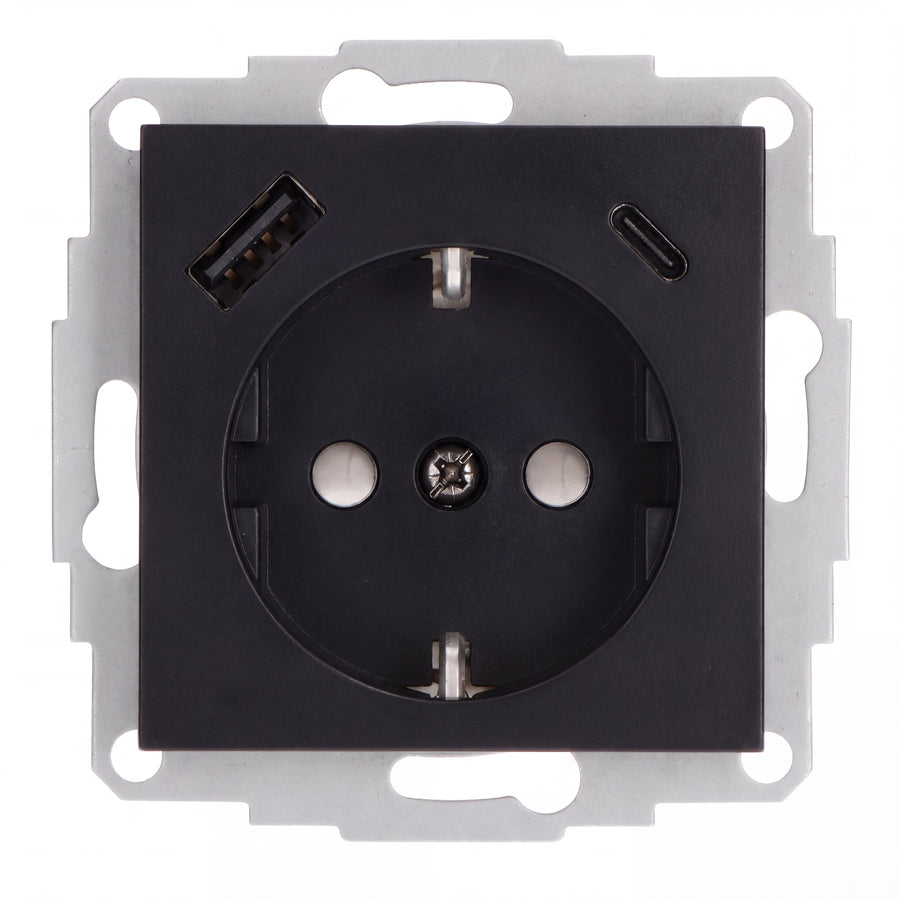 ProCharge Wandsteckdose mit USB-C und USB-Schnellladegeräten – Universal – Weiß – RAL9010 