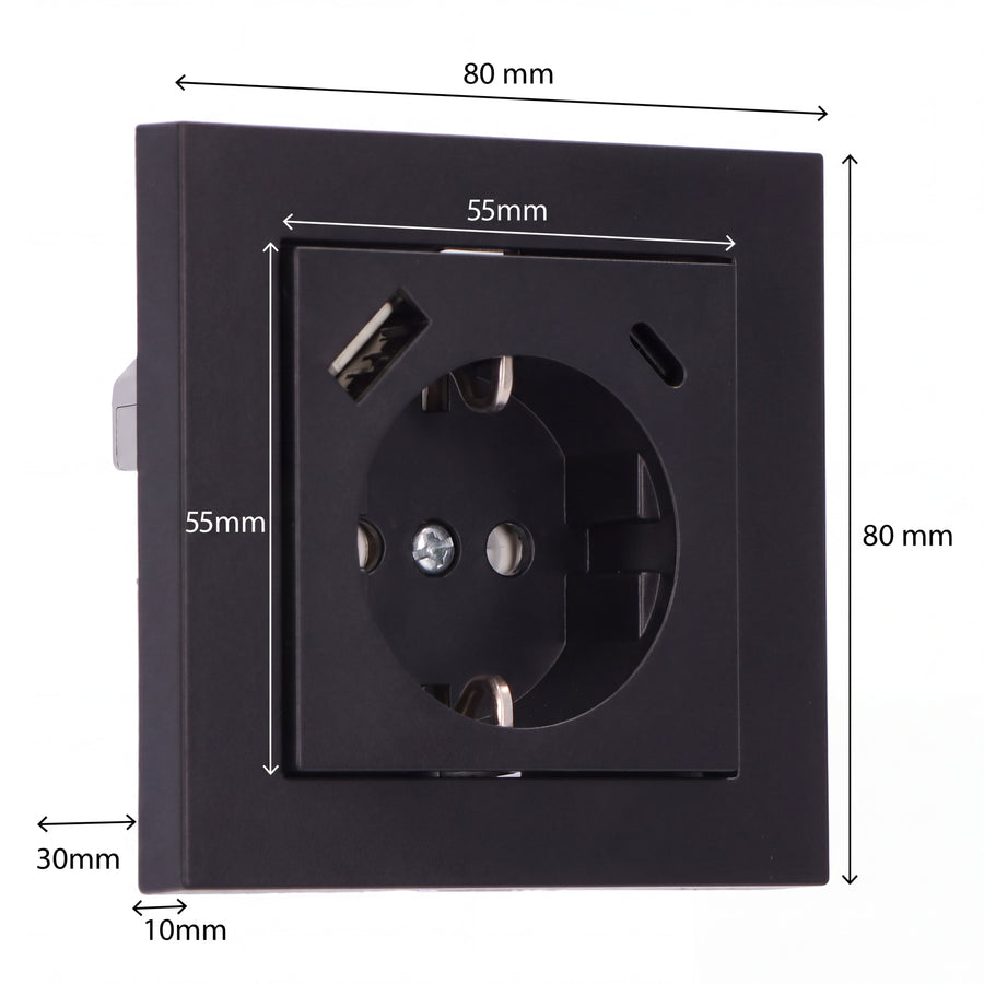 ProCharge Wandsteckdose mit USB-C und USB-Schnellladegeräten – Universal – Weiß – RAL9010 