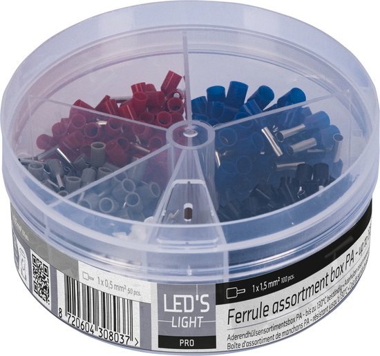 Adelhulzen assortiment set - 5 maten van 0.5mm² tot 2.5mm² - 400 stuks - LED.nl