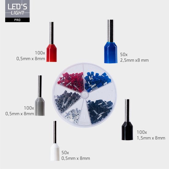 Adelhulzen assortiment set - 5 maten van 0.5mm² tot 2.5mm² - 400 stuks - LED.nl