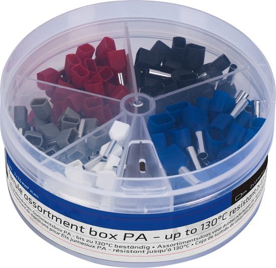 Adereindhulzen assortiment set - 5 maten van 0.5mm² tot 2.5mm² - dubbele draad hulzen - 225 Stuks - LED.nl