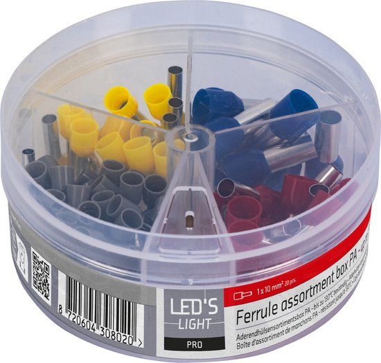 Aderendhülsen Sortiment Set - 5 Größen von 4mm² bis 16mm² - 225-teilig - LED.de