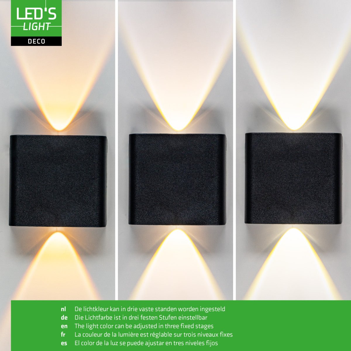 Buitenlamp met Lichtbron - Wandarmatuur - 170lm 2000K/2700K/4000K - Zwart - IP65 LED.nl