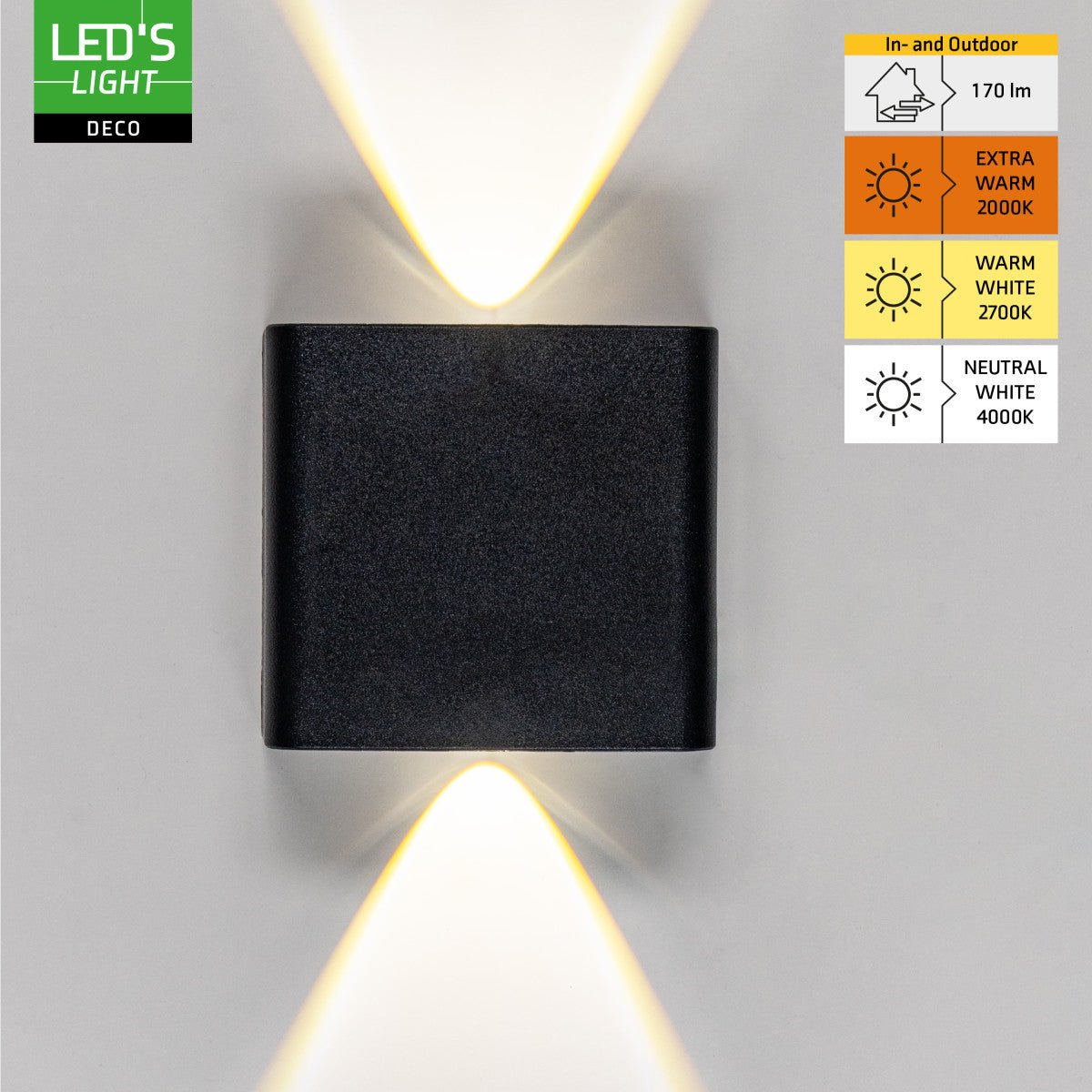 Buitenlamp met Lichtbron - Wandarmatuur - 170lm 2000K/2700K/4000K - Zwart - IP65 LED.nl